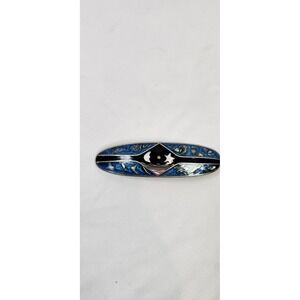 Alpaca Mexico Abalone Inlay Oval Barrette Hair Clip Black And Blue Enamel Star